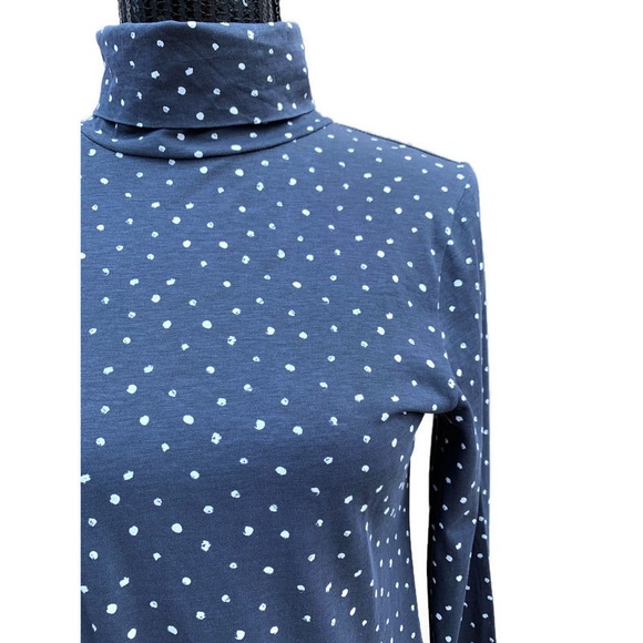 J. Crew Tissue Turtleneck Top Full Length Polka Dot Print Medium - Picture 3 of 4